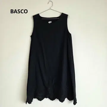 BASCO 컷워크 자수 레이스 드레스 롱 원피스 블랙