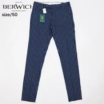 미사용 새상품 BERWICH MORELLO 스트라이프 팬츠 블루 50