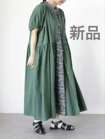 새상품 츠하루 TSUHARUbySamansaMos2 도비 원피스 그린