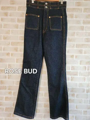 ROSE BUD 센터 프레스 스트레치 데님 S