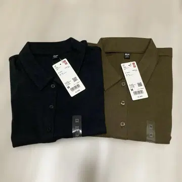 새상품 UNIQLO 미니 피케 셔츠 반팔 블랙 & 브라운 M 2장 세트