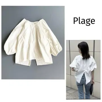 24SS [플라주] 플러터 백 슬릿 개더 블라우스 실크 혼방
