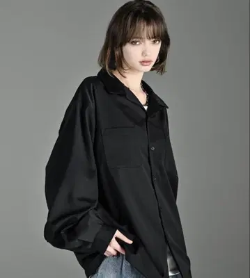 아들러 돌먼 슬리브 오픈 카라 셔츠