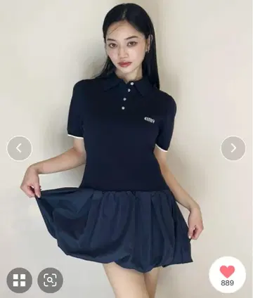 스위칭 로고 니트 폴로 미니 원피스