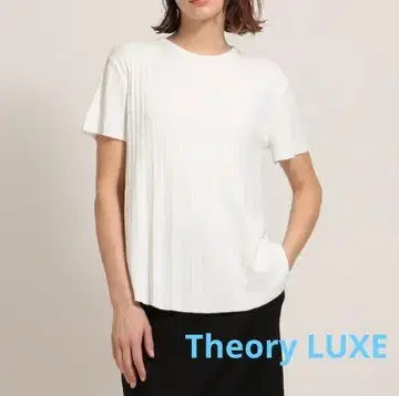 Theory LUXE/띠어리 럭스 반팔 니트 화이트 플리츠