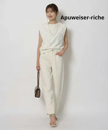 아푸와이저 리셰 세미 커브 데님 화이트 데미지 진
