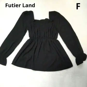 Futier Land 블랙 긴팔 스퀘어 넥 탑 비침 F 사이즈