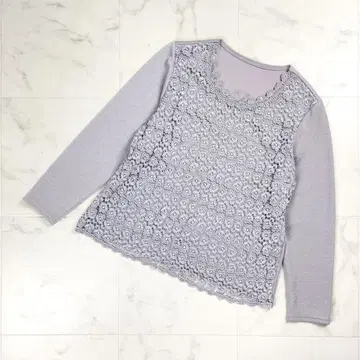 MISSEL 플라워 레이스 티셔츠 퍼플 사이즈 L*CD380