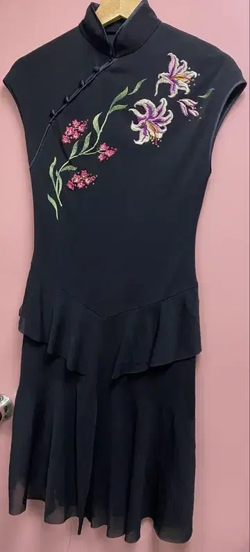 VTG! 비비안 탐 블랙 차이나 자수 원피스