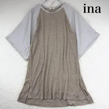 ina 이나 이소재 절개 풀오버 래글런 슬리브 베이지 그레이