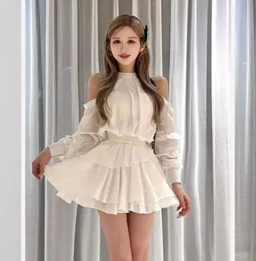 Darich 볼륨 쉬폰 미니 원피스