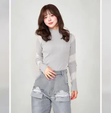 Darich 시스루 랩 디자인 니트 탑