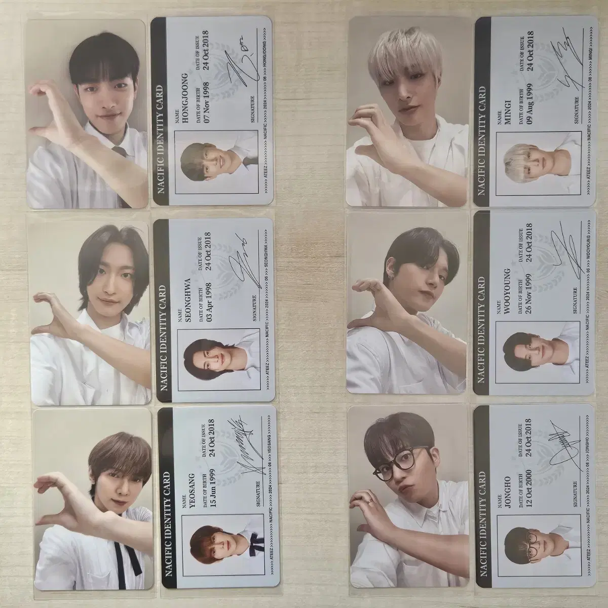 Ateez Nacific student ID poca hongjoong seonghwa yunho yeosang san mingi wooyoung jongho