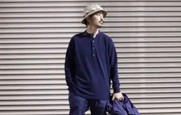 비네이티브 CLERK HENLEY NECK L/S TEE COTTON