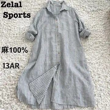 Zelal Sports 린넨 스트라이프 긴팔 셔츠 원피스 13호
