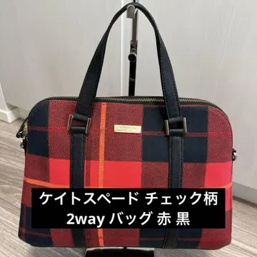 케이트 스페이드 체크 무늬 핸드백 숄더백 2way 빨간색 블랙