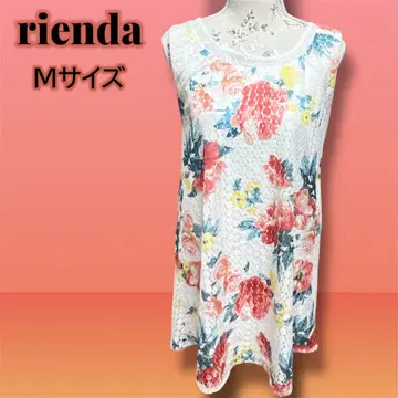 rienda 미니 원피스 튜닉 슬리브리스 꽃무늬
