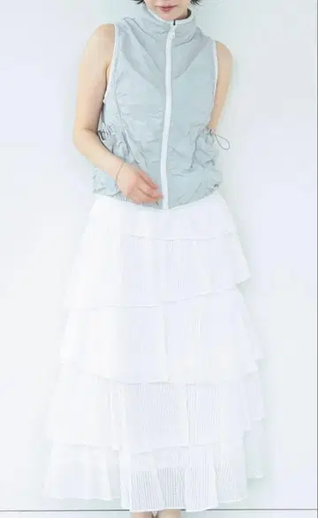 Ray 빔즈 시어 깅엄 티어드 스커트