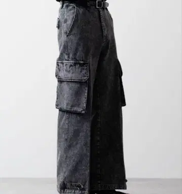 CLEL 블랙 계열 데님 카고 팬츠 L 사이즈