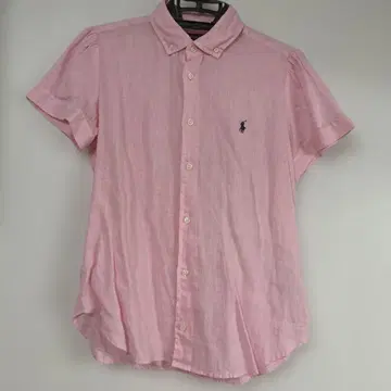 POLO Ralph Lauren 핑크 버튼 다운 반팔 린넨 셔츠