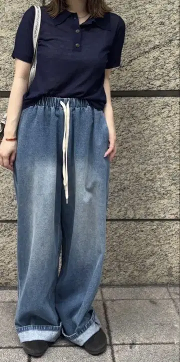 워시 가공 이지 데님 팬츠