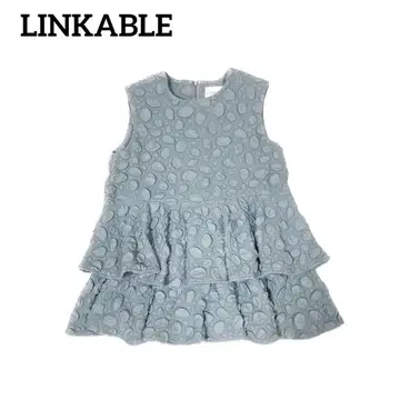 LINKABLE 린카블 엠보싱 도트 탑 요철 프릴 슬리브리스