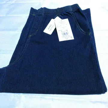 스트레치 데님 7부 소매 와이드 팬츠 M 블루