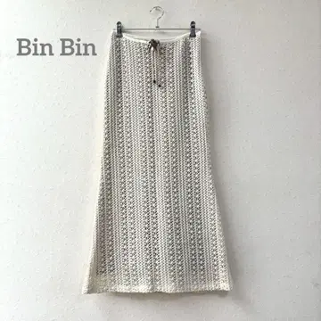 Bin Bin 타이트 스커트 롱 기장 아이보리 레이스 뜨개질 여름 패션