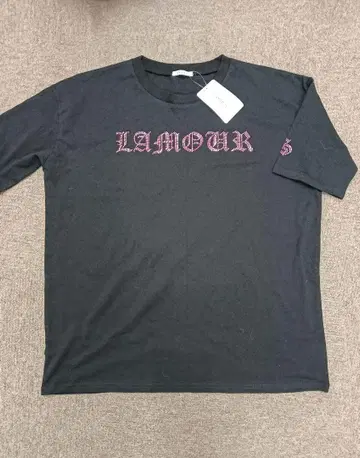 LAMOUR 라무르 티셔츠 블랙 핑크 로고 갸루