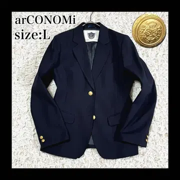 새상품급 arCONOMi 테일러드 자켓 네이비 골드 버튼 싱글 L