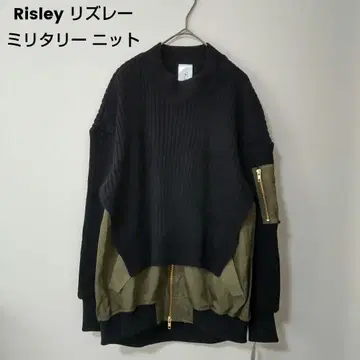 Risley 리즈리 밀리터리 니트 풀오버 블랙