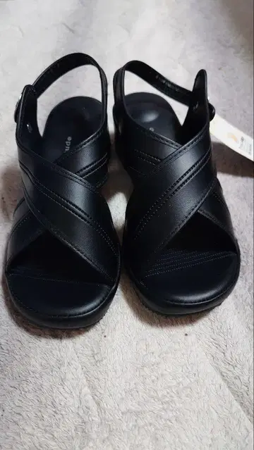 3L(25cm) 블랙 크로스 벨트 오피스 샌들