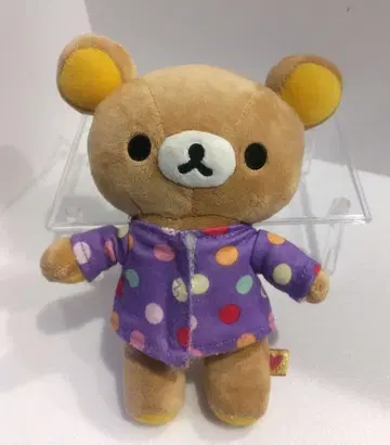 리락쿠마 키체인 봉제 인형 파우치 도트 보라색