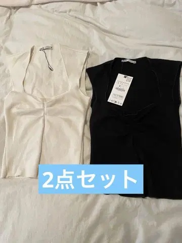 ZARA 자라 탱크탑 화이트 블랙