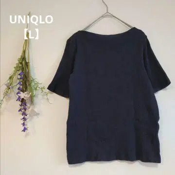 유니클로 보트넥 5부 소매 셔츠 [L] 풀 리브 무지 심플 돌려입기 슬림