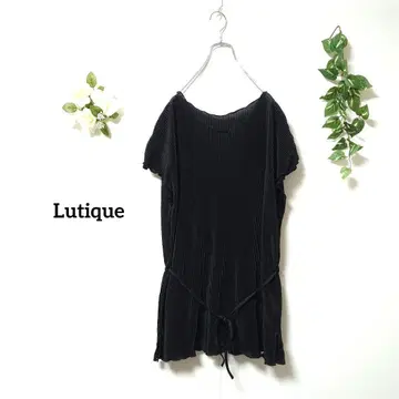 Lutique 리브 반팔 티셔츠 L 허리 리본