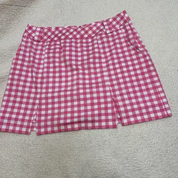 핑크 체크 무늬 골프 큐롯