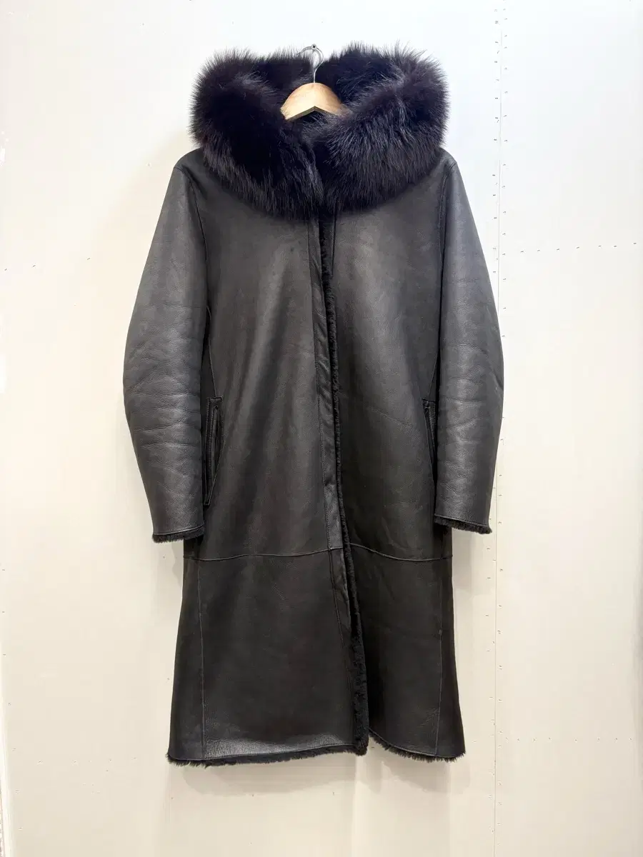 Robo Saga Fox Natural Mouton Hooded Coat 66~88