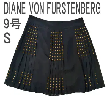 Diane von Furstenberg 블랙 플리츠 스커트 스터드 S9호