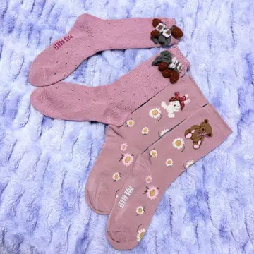PINK HOUSE 귀여운 모티브 양말 2켤레 세트