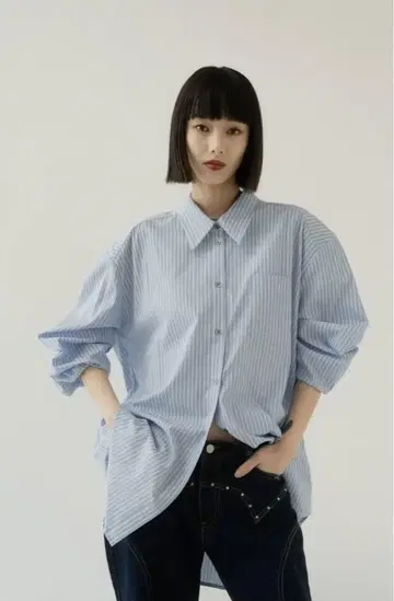 knuth marf 라벨 오버 셔츠(유니섹스)