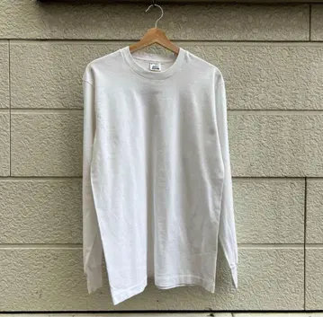 90s USA제 화이트 무지 긴팔 티셔츠 롱 T BVD M 빈티지