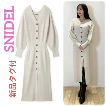 [택 포함 새상품] SNIDEL Sustaina 프론트 버튼 니트 원피스