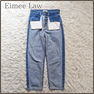 Eimee Law 버튼 플라이 테이퍼드 데님 청바지 개성 모드 M