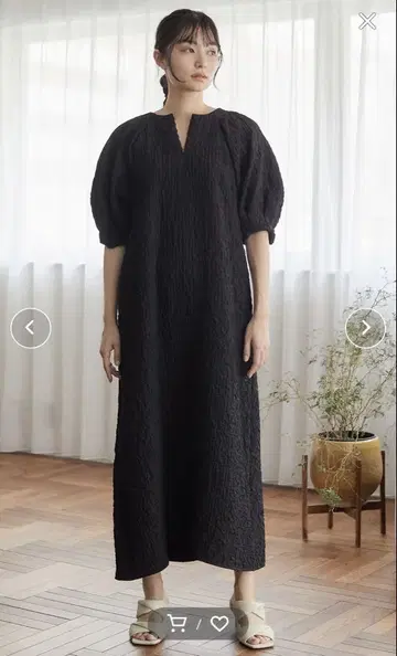 부푼 자카드 볼륨 개더 2WAY 원피스