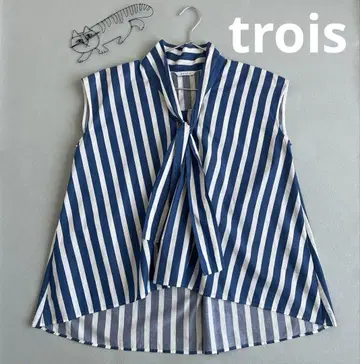 trois 트루아 프론트 리본 프렌치 슬리브 풀오버