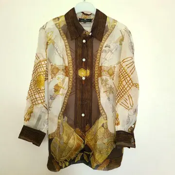 ETRO 레어 실크 블라우스 스카프 패턴 44 사이즈 미사용