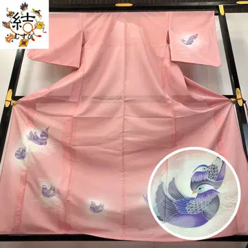 MK-1623 여름 기모노 쓰케사게 명주 오리 옅은 복숭아색