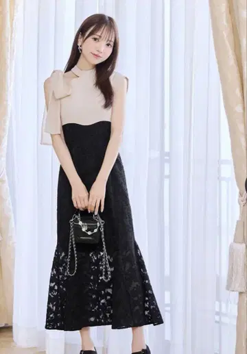 미셸 마카롱 리본 머메이드 원피스