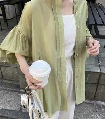 퍼프 시어 셔츠 그린